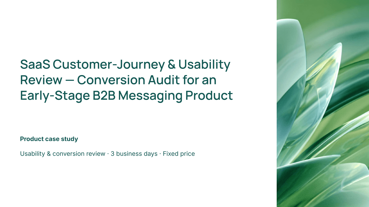 Product case study: SaaS Customer-Journey & Usability Review